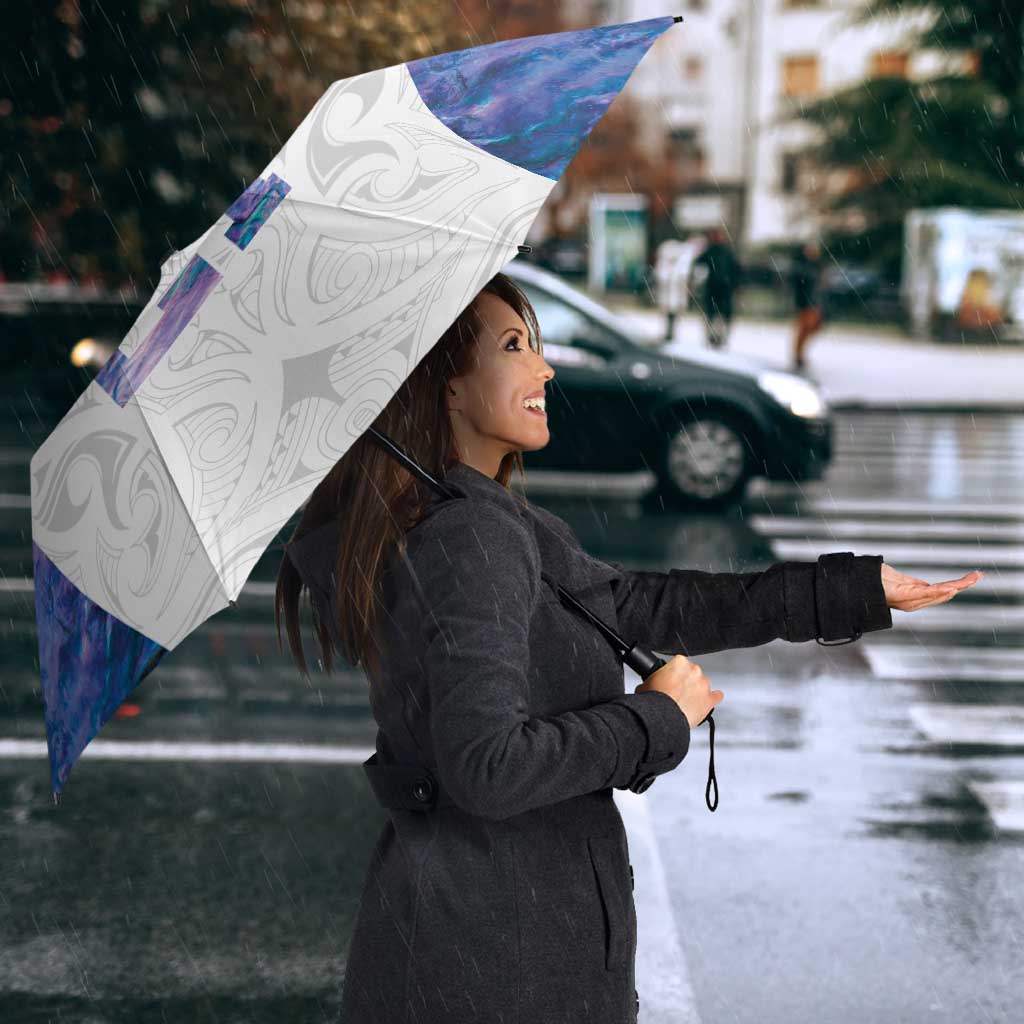 Custom New Zealand Aotearoa Umbrella Purple Maori Paua Shell Indigenous - Polynesian Pride