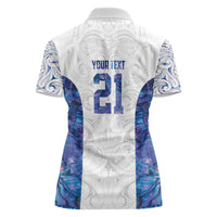 Custom New Zealand Aotearoa Women Polo Shirt Purple Maori Paua Shell Indigenous - Polynesian Pride