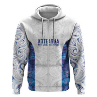 Custom New Zealand Aotearoa Zip Hoodie Purple Maori Paua Shell Indigenous - Polynesian Pride