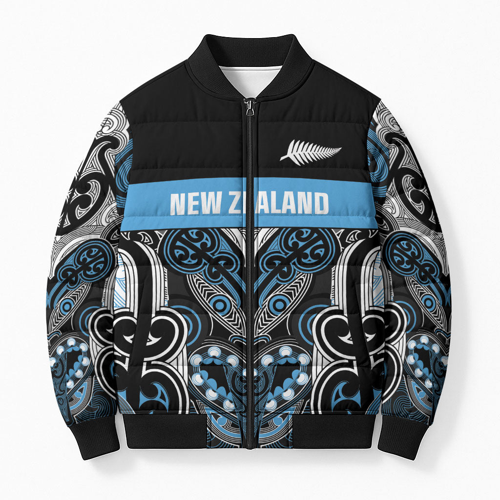 World Cricket Custom New Zealand Bomber Puffer Jacket Kia kaha nga Potae Pango