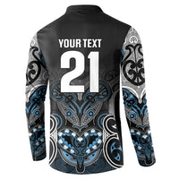 World Cricket Custom New Zealand Button Sweatshirt Kia kaha nga Potae Pango LT9 - Polynesian Pride