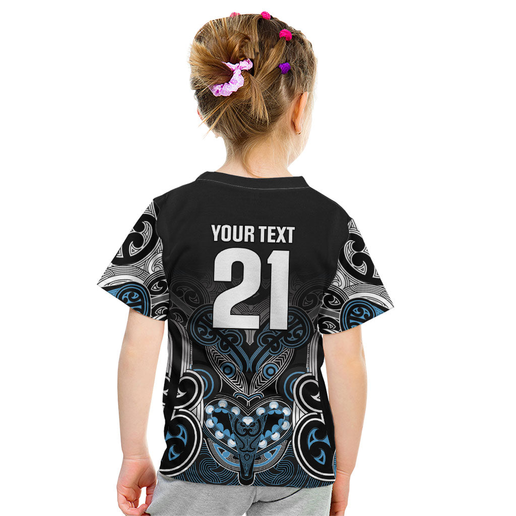 World Cricket Custom New Zealand Kid T Shirt Kia kaha nga Potae Pango LT9 - Polynesian Pride