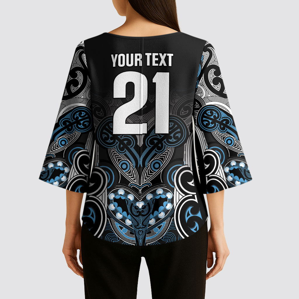 World Cricket Custom New Zealand Kimono Sleeve Blouse Kia kaha nga Potae Pango LT9 - Polynesian Pride