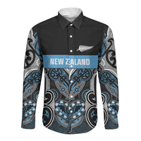 World Cricket Custom New Zealand Long Sleeve Button Shirt Kia kaha nga Potae Pango LT9 Unisex Black - Polynesian Pride