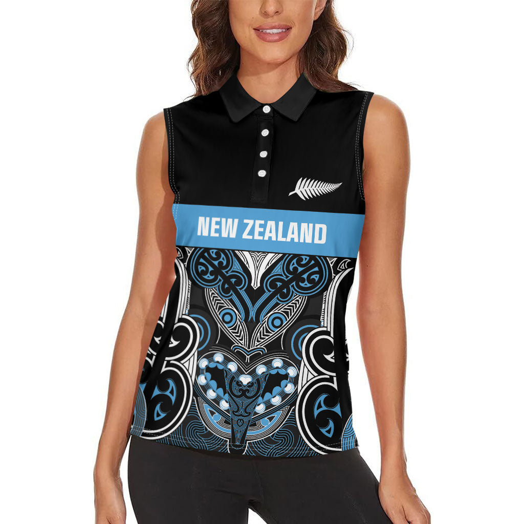 World Cricket Custom New Zealand Women Sleeveless Polo Shirt Kia kaha nga Potae Pango LT9 - Polynesian Pride