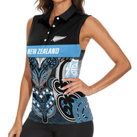 World Cricket Custom New Zealand Women Sleeveless Polo Shirt Kia kaha nga Potae Pango LT9 - Polynesian Pride