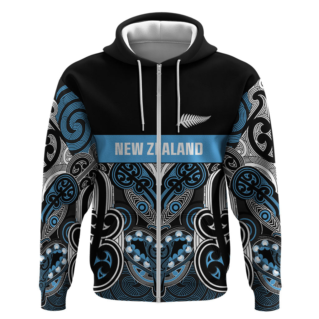 World Cricket Custom New Zealand Zip Hoodie Kia kaha nga Potae Pango LT9 Zip Hoodie Black - Polynesian Pride