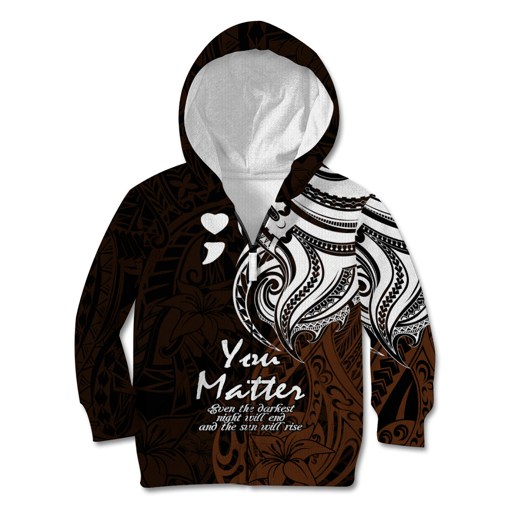 Your Matter Suicide Prevention Kid Hoodie Gold Polynesian Tribal LT9 Zip Hoodie Gold - Polynesian Pride