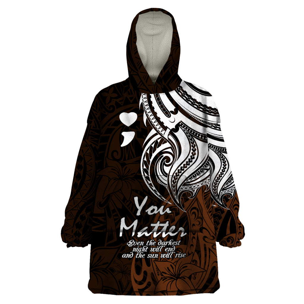 Your Matter Suicide Prevention Wearable Blanket Hoodie Gold Polynesian Tribal LT9 One Size Gold - Polynesian Pride