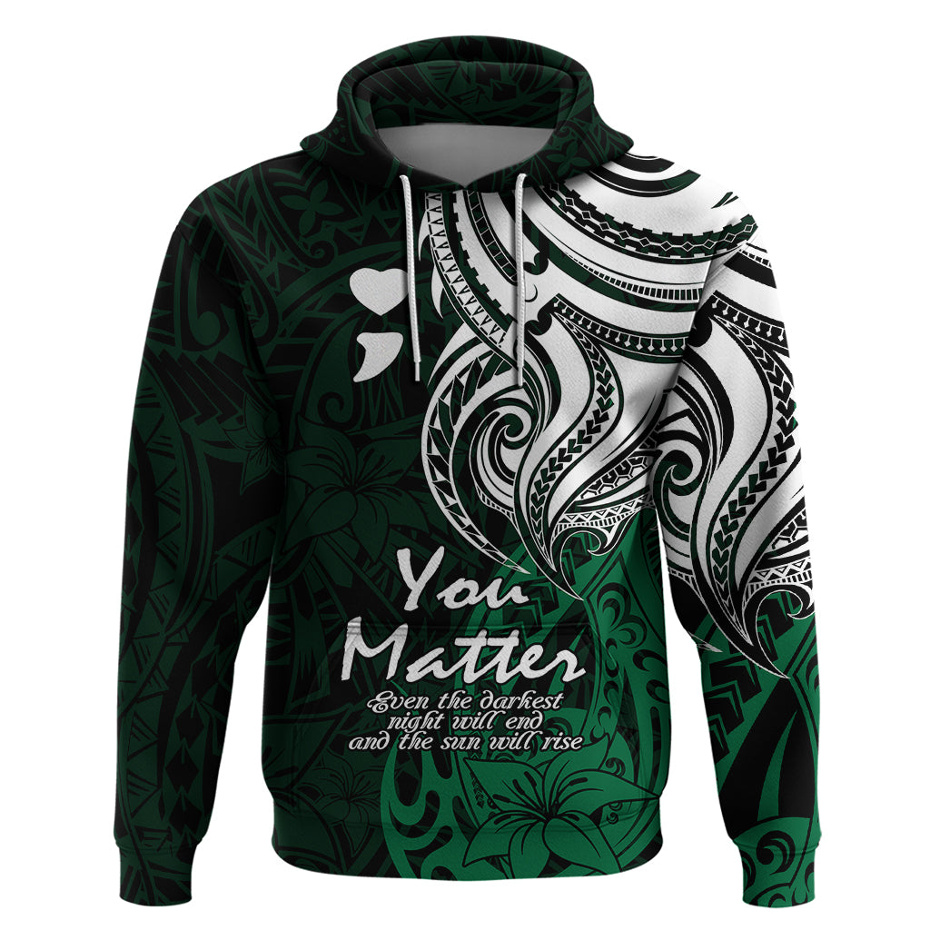 Your Matter Suicide Prevention Hoodie Green Polynesian Tribal LT9 Green - Polynesian Pride