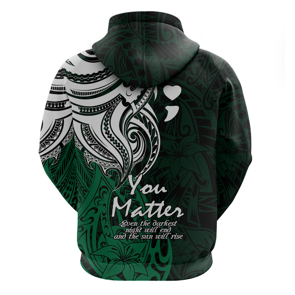 Your Matter Suicide Prevention Hoodie Green Polynesian Tribal LT9 - Polynesian Pride