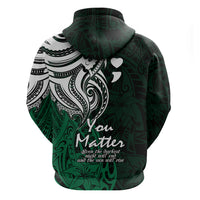 Your Matter Suicide Prevention Hoodie Green Polynesian Tribal LT9 - Polynesian Pride