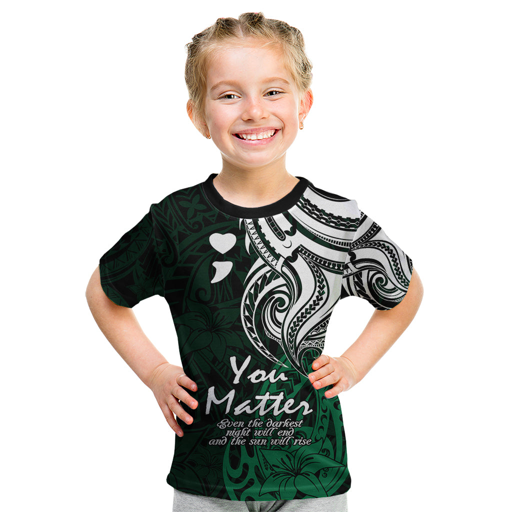 Your Matter Suicide Prevention Kid T Shirt Green Polynesian Tribal LT9 Green - Polynesian Pride