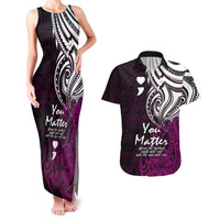 Your Matter Suicide Prevention Couples Matching Tank Maxi Dress and Hawaiian Shirt Pink Polynesian Tribal LT9 Pink - Polynesian Pride