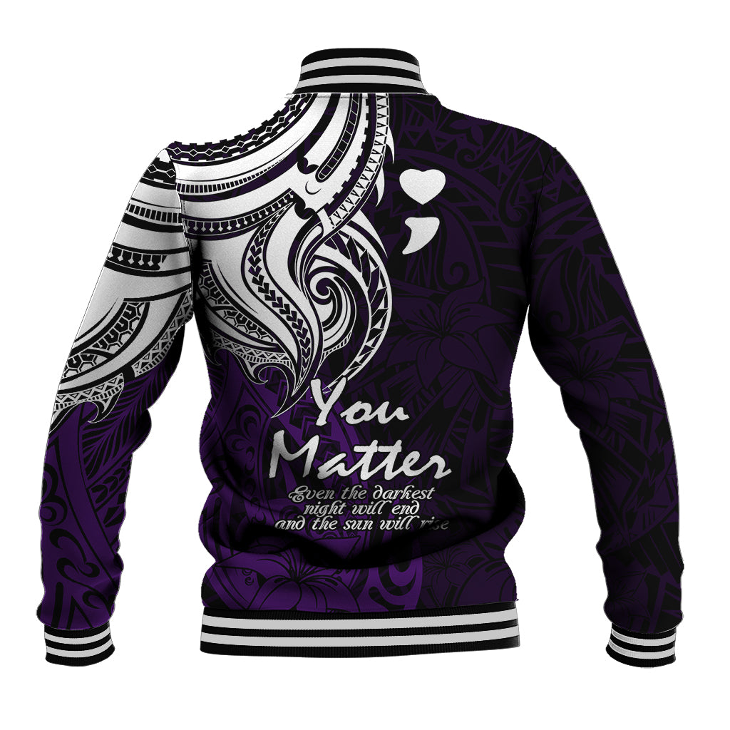 Your Matter Suicide Prevention Baseball Jacket Purple Polynesian Tribal LT9 - Polynesian Pride