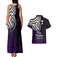 Your Matter Suicide Prevention Couples Matching Tank Maxi Dress and Hawaiian Shirt Purple Polynesian Tribal LT9 - Polynesian Pride