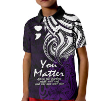 Your Matter Suicide Prevention Kid Polo Shirt Purple Polynesian Tribal LT9 Kid Purple - Polynesian Pride