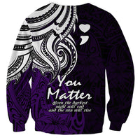 Your Matter Suicide Prevention Sweatshirt Purple Polynesian Tribal LT9 - Polynesian Pride