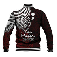 Your Matter Suicide Prevention Baseball Jacket Red Polynesian Tribal LT9 - Polynesian Pride