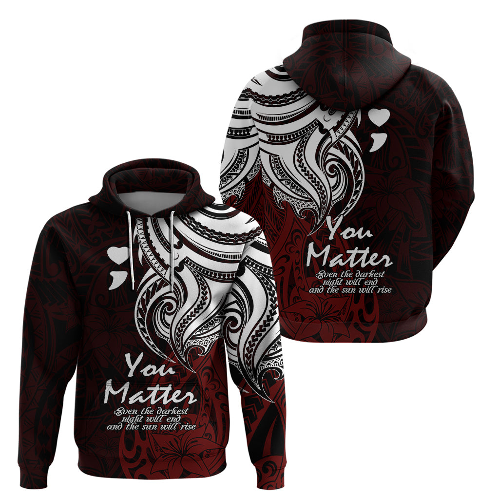 Your Matter Suicide Prevention Hoodie Red Polynesian Tribal LT9 - Polynesian Pride
