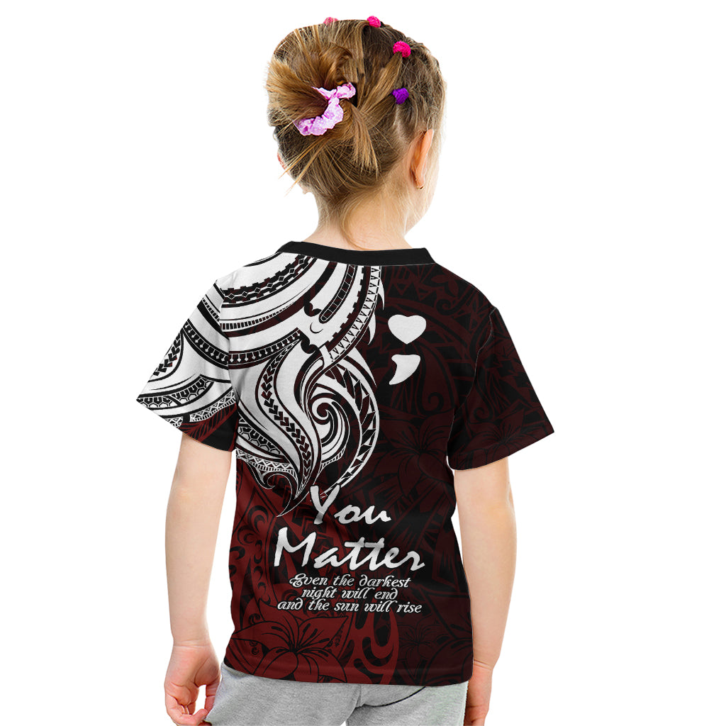 Your Matter Suicide Prevention Kid T Shirt Red Polynesian Tribal LT9 - Polynesian Pride