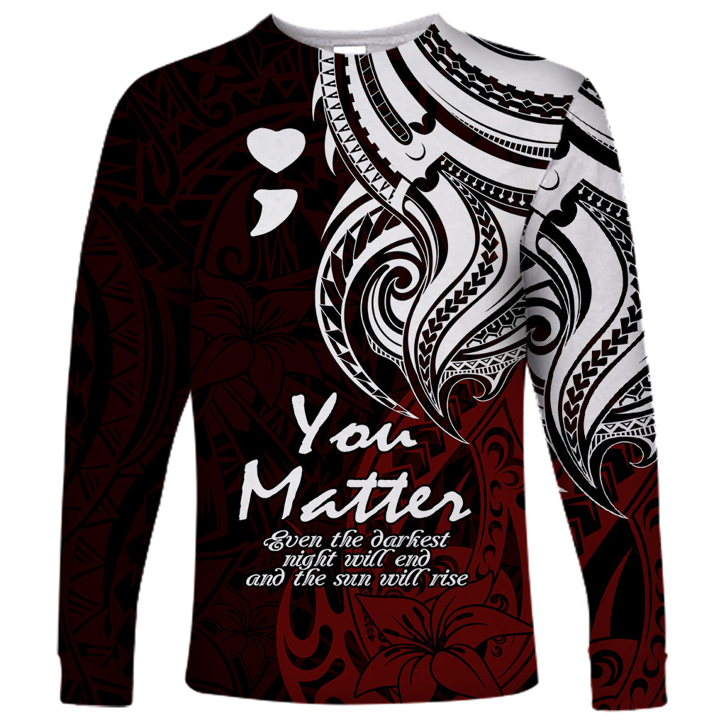 Your Matter Suicide Prevention Long Sleeve Shirt Red Polynesian Tribal LT9 Unisex Red - Polynesian Pride