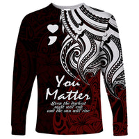 Your Matter Suicide Prevention Long Sleeve Shirt Red Polynesian Tribal LT9 Unisex Red - Polynesian Pride