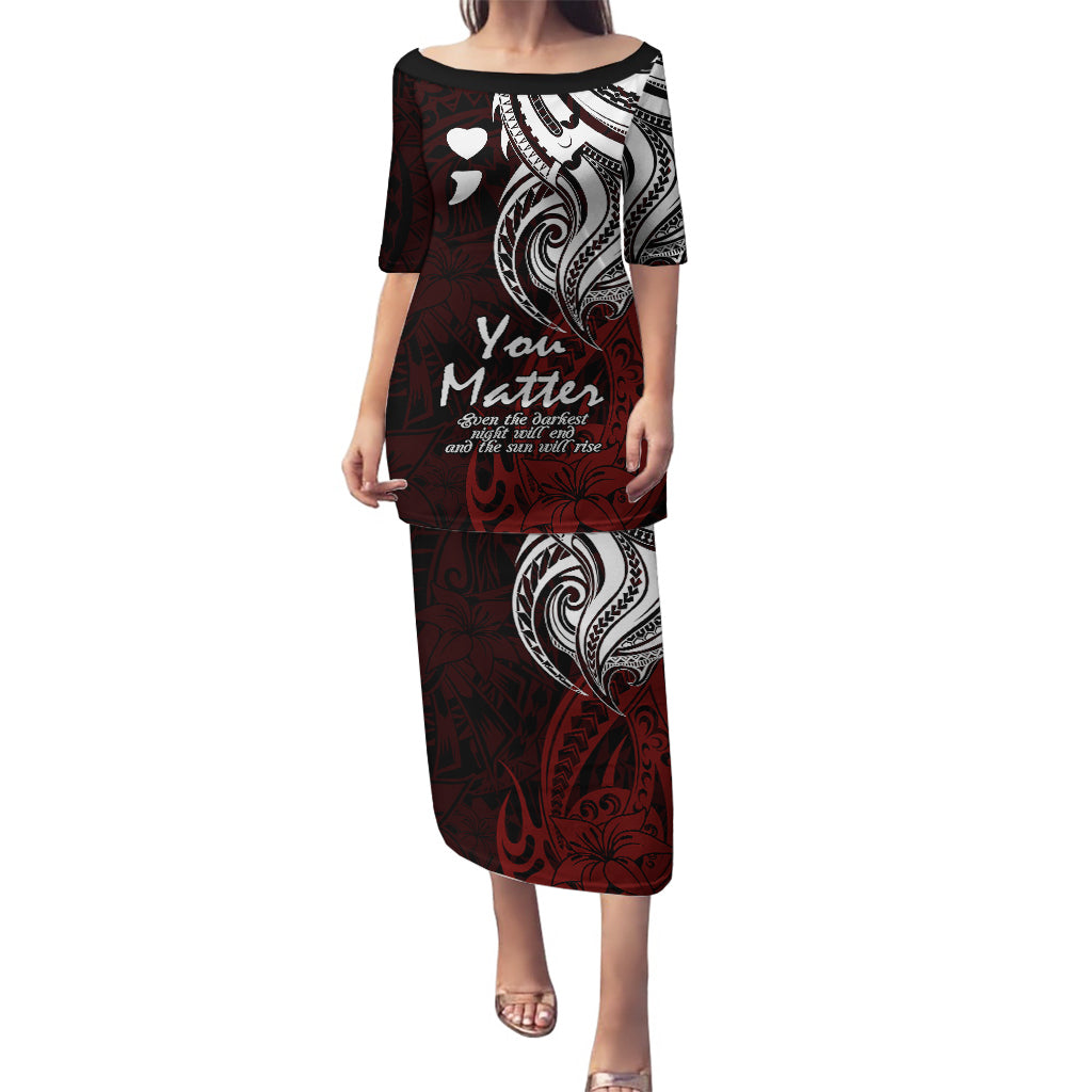 Your Matter Suicide Prevention Puletasi Red Polynesian Tribal LT9 Long Dress Red - Polynesian Pride