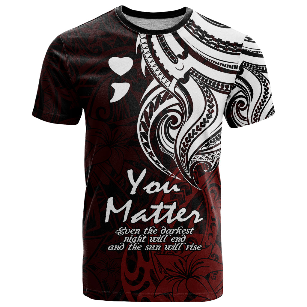 Your Matter Suicide Prevention T Shirt Red Polynesian Tribal LT9 Red - Polynesian Pride