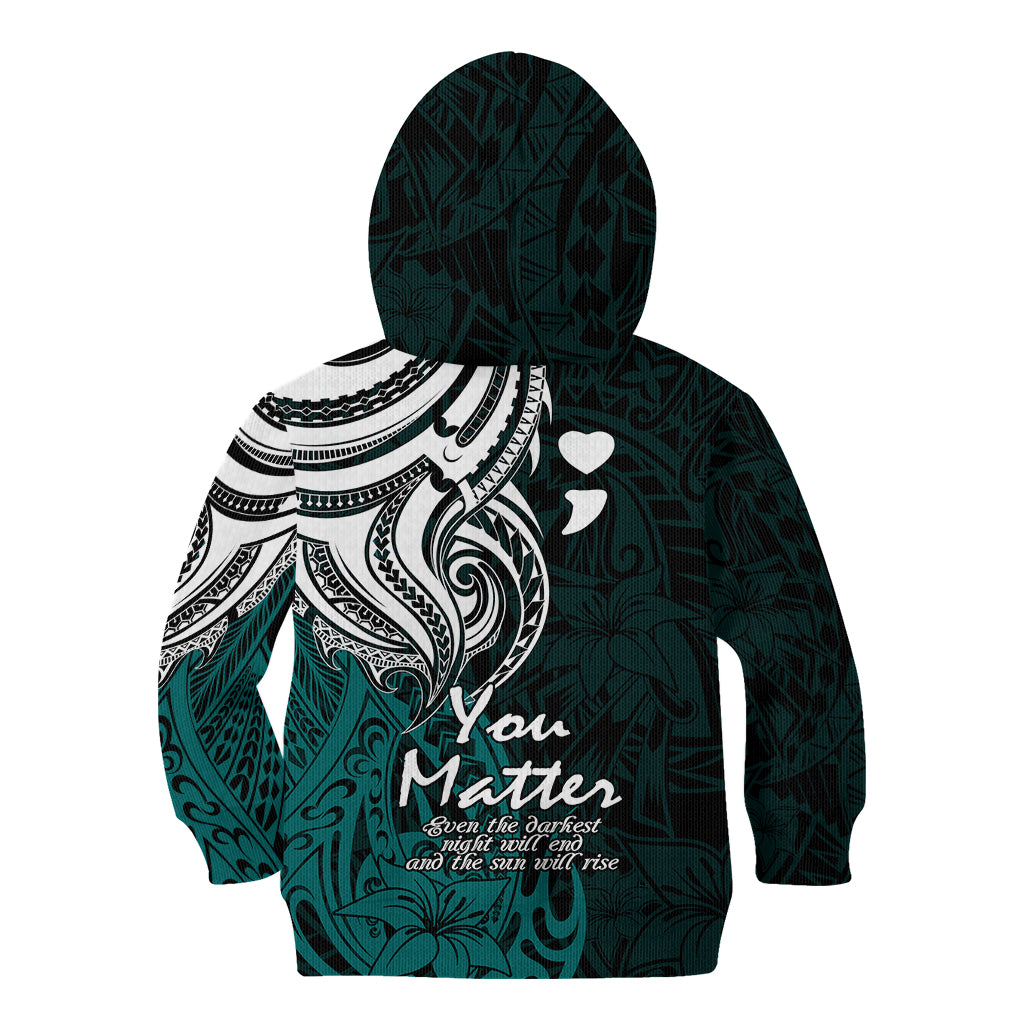 Your Matter Suicide Prevention Kid Hoodie Turqoise Polynesian Tribal LT9 - Polynesian Pride