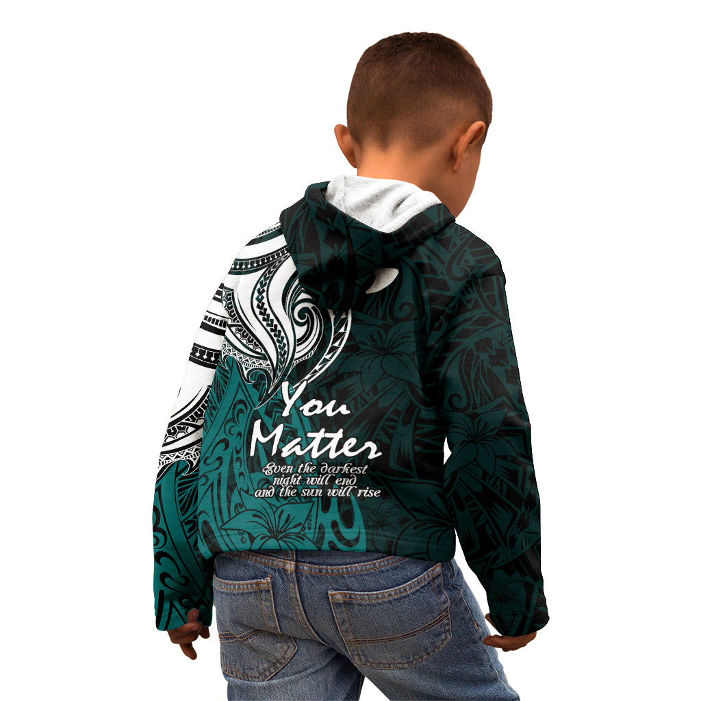 Your Matter Suicide Prevention Kid Hoodie Turqoise Polynesian Tribal LT9 - Polynesian Pride