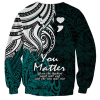 Your Matter Suicide Prevention Sweatshirt Turqoise Polynesian Tribal LT9 - Polynesian Pride