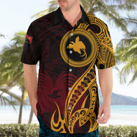 Papua New Guinea Island Hawaiian Shirt Bird of Paradise with Gold Polynesian Tribal LT9 - Polynesian Pride