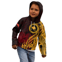 Papua New Guinea Island Kid Hoodie Bird of Paradise with Gold Polynesian Tribal LT9 - Polynesian Pride