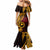 Papua New Guinea Island Mermaid Dress Bird of Paradise with Gold Polynesian Tribal LT9 - Polynesian Pride