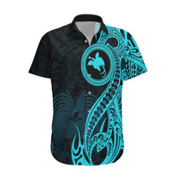 Papua New Guinea Island Hawaiian Shirt Bird of Paradise with Aqua Polynesian Tribal LT9 Aqua - Polynesian Pride