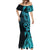 Papua New Guinea Island Mermaid Dress Bird of Paradise with Aqua Polynesian Tribal LT9 - Polynesian Pride