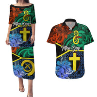personalised-tafea-day-couples-matching-puletasi-dress-and-hawaiian-shirt-vanuatu-sand-drawing-with-polynesian-pattern