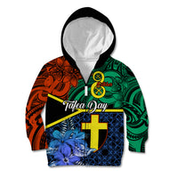 Personalised Tafea Day Kid Hoodie Vanuatu Sand Drawing With Polynesian Pattern LT9 Zip Hoodie Blue - Polynesian Pride