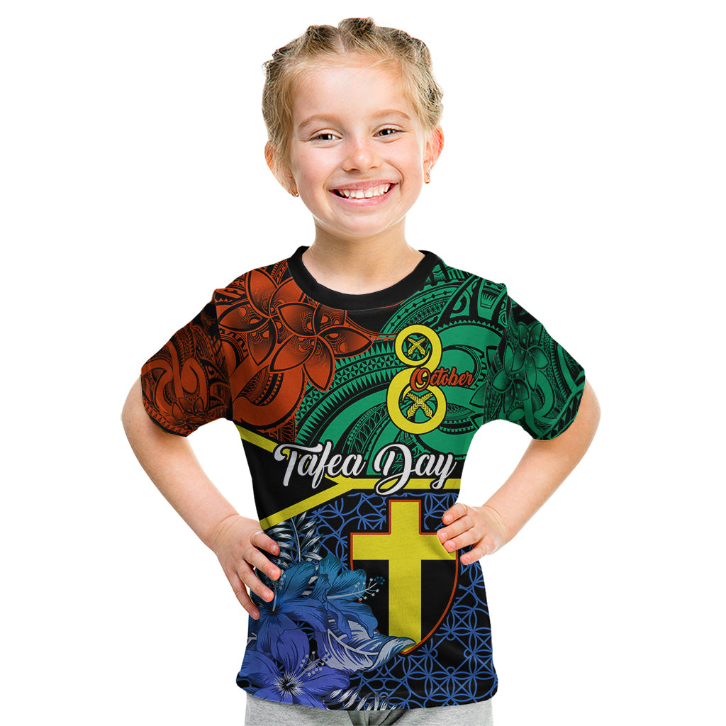Personalised Tafea Day Kid T Shirt Vanuatu Sand Drawing With Polynesian Pattern LT9 Blue - Polynesian Pride