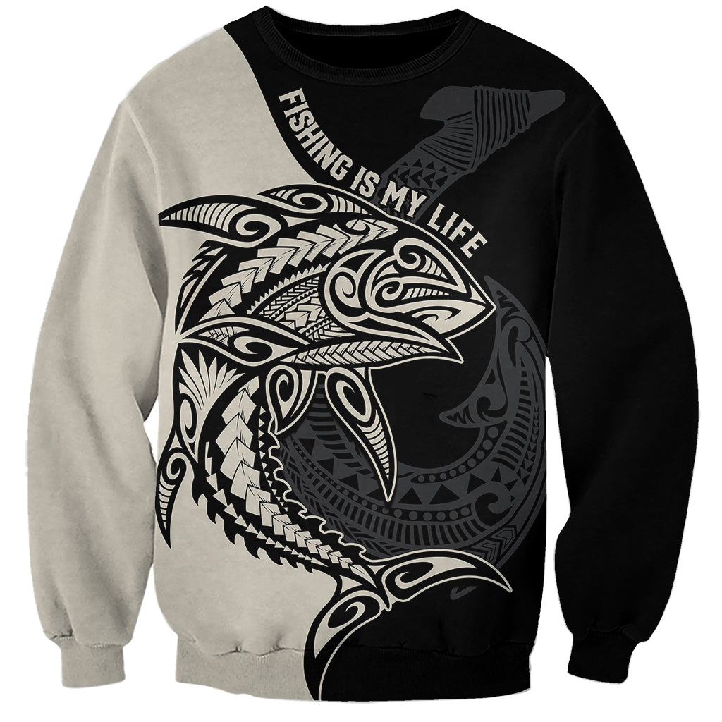 personalised-polynesia-fishing-sweatshirt-with-maori-hei-matau-fish-hook-gold-art