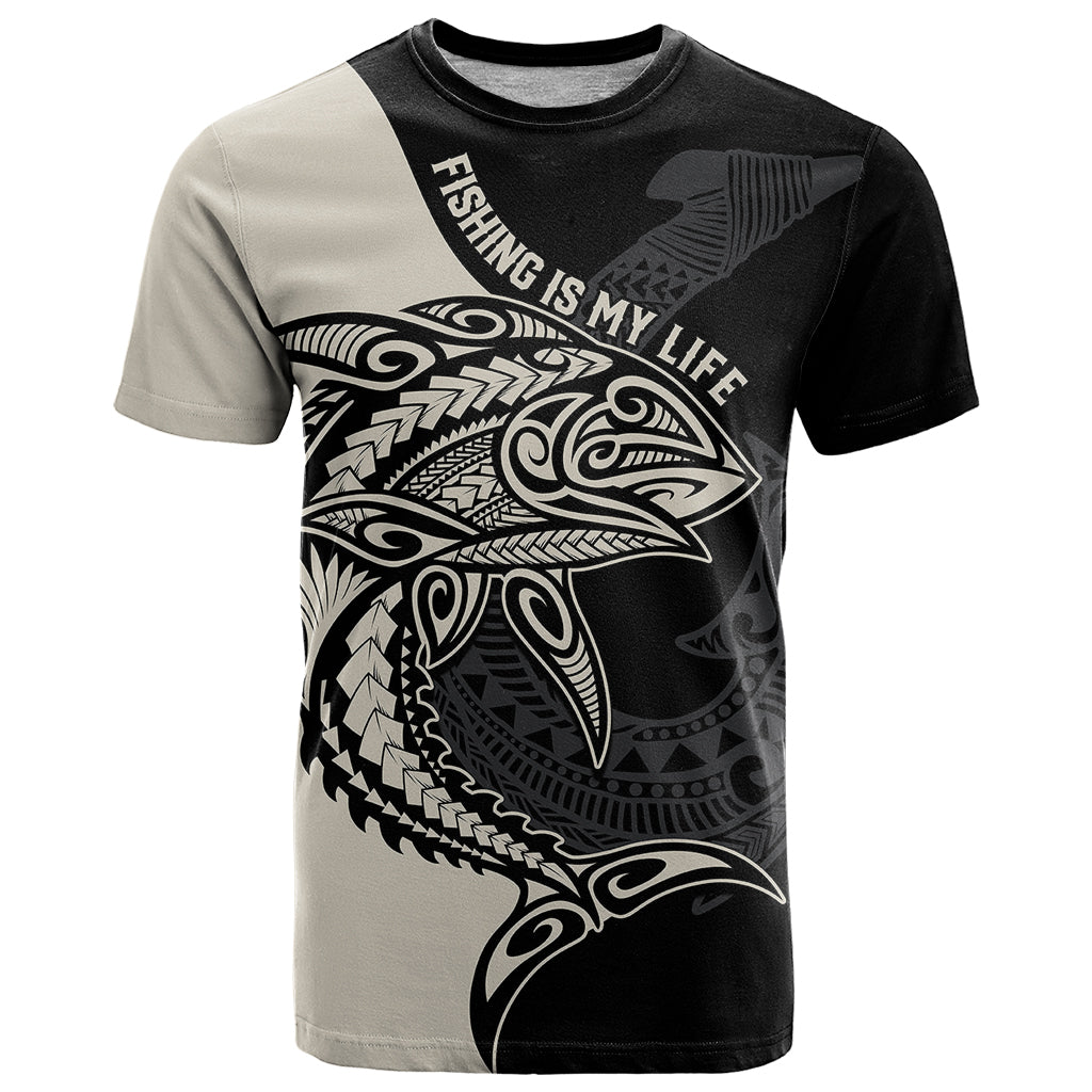 Personalised Polynesia Fishing T Shirt With Maori Hei Matau Fish Hook Gold Art LT9 Gold - Polynesian Pride
