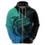 Personalised Polynesia Fishing Hoodie With Maori Hei Matau Fish Hook Turquoise Art LT9 - Polynesian Pride