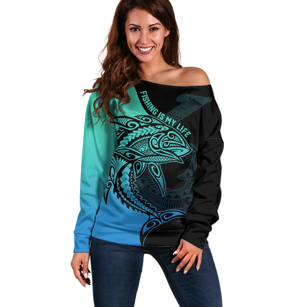 personalised-polynesia-fishing-off-shoulder-sweater-with-maori-hei-matau-fish-hook-turquoise-art