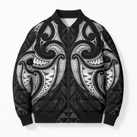 Maori Rugby Custom Ngaru Mangopare Bomber Puffer Jacket Black Whetu Niho Taniwha Motif LT9 Unisex Black - Polynesian Pride