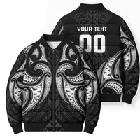 Maori Rugby Custom Ngaru Mangopare Bomber Puffer Jacket Black Whetu Niho Taniwha Motif LT9 - Polynesian Pride