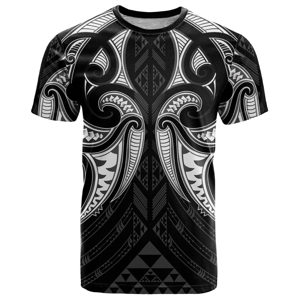 Maori Rugby Custom Ngaru Mangopare T Shirt Black Whetu Niho Taniwha Motif LT9 Black - Polynesian Pride