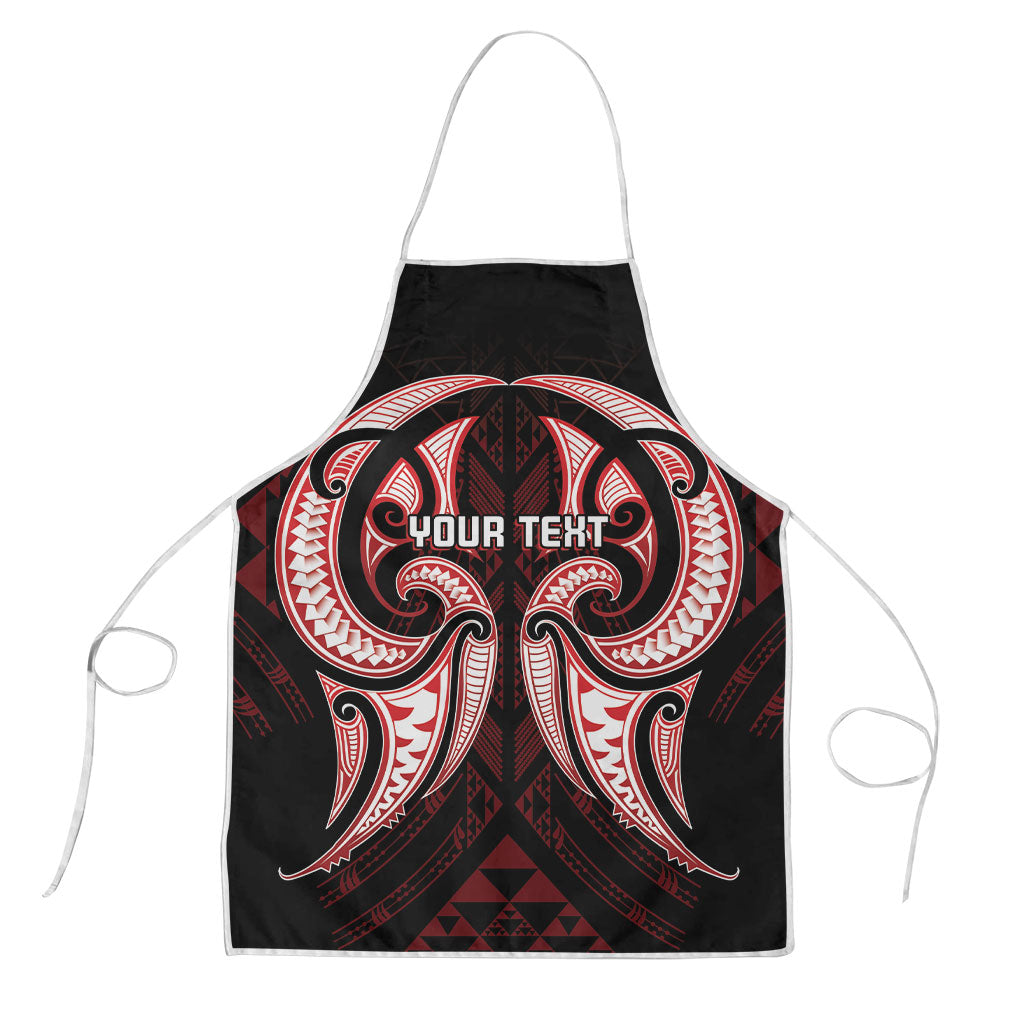 Maori Rugby Custom Ngaru Mangopare Apron Black Red Whetu Niho Taniwha Motif LT9 Red - Polynesian Pride