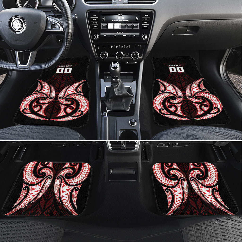 Maori Rugby Custom Ngaru Mangopare Car Mats Black Red Whetu Niho Taniwha Motif LT9 Set 4pcs Red - Polynesian Pride