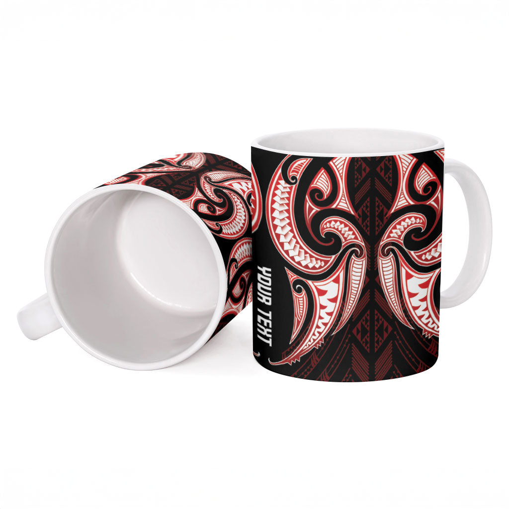 Maori Rugby Custom Ngaru Mangopare Ceramic Mug Black Red Whetu Niho Taniwha Motif LT9 - Polynesian Pride